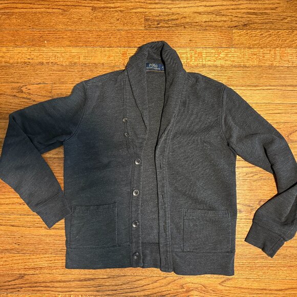 ralph lauren charcoal cuddly cottage coastal whimsigoth cardi - Picture 1 of 4